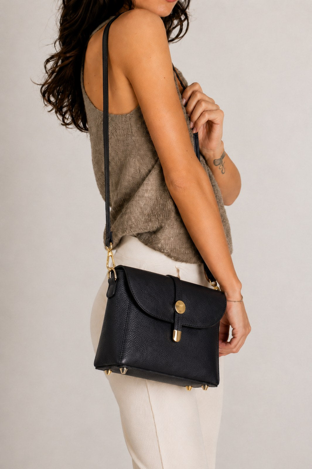 ADORE Leather Crossbody Bag - Black