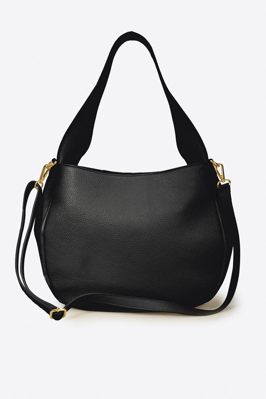 ELEUA Leather Shoulder Bag - Black