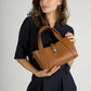 GAIA Leather Top Handle Bag - Cognac