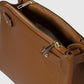 CAMILLE Leather Top Handle Bag - Cognac