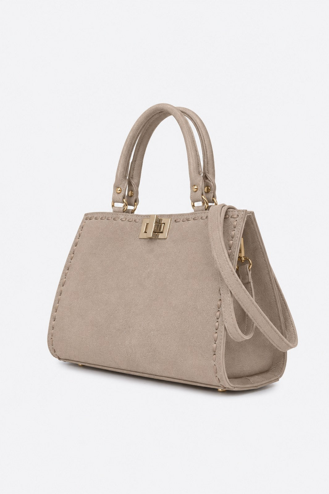 LIDIA Leather Top Handle Bag - Fango