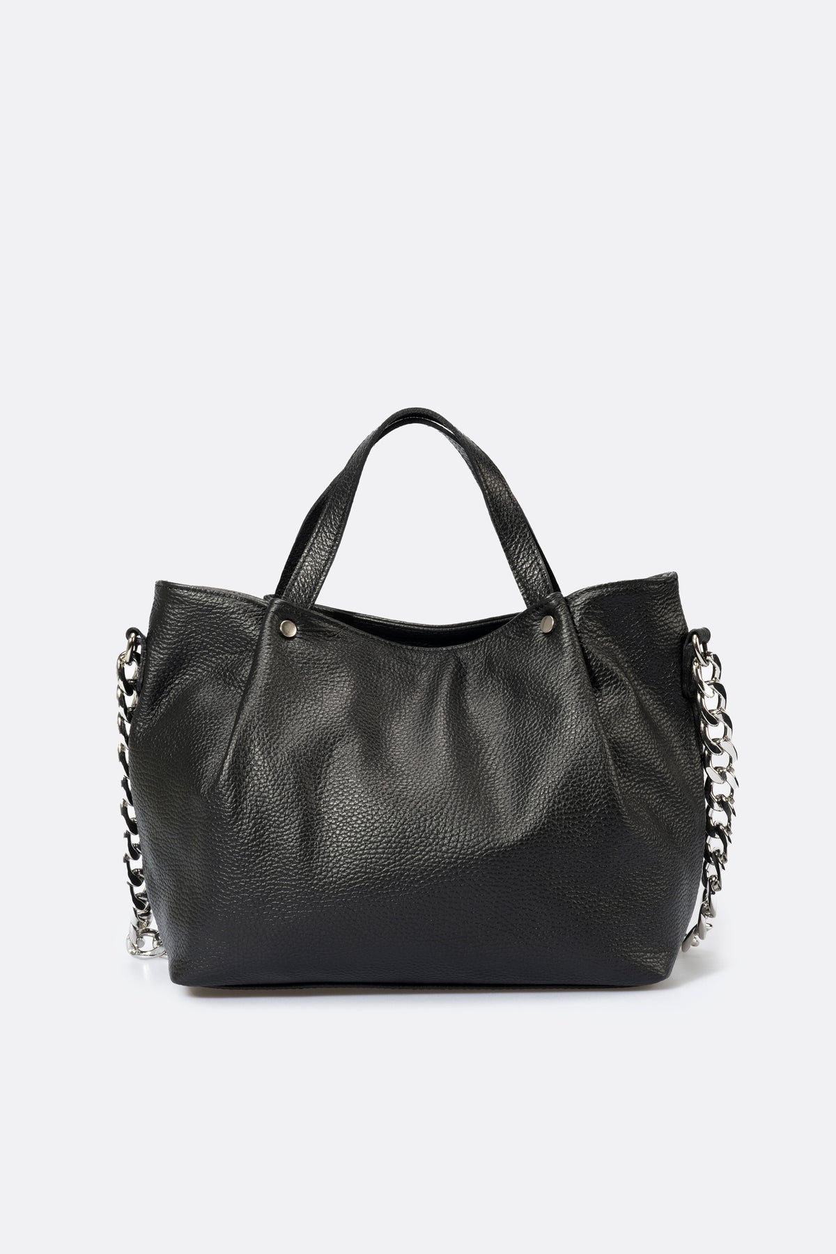 DIARA Leather Top Handle Bag - Black