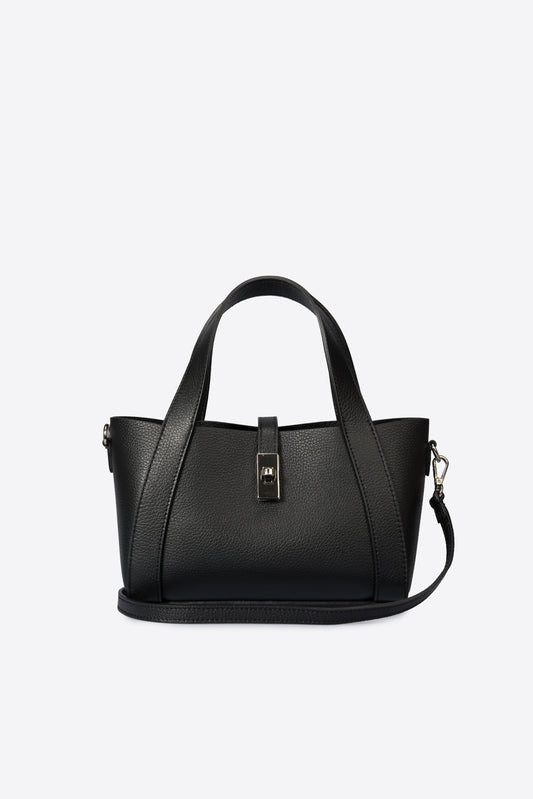 GAIA Leather Top Handle Bag - Black