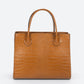 CASSANDRA Leather Top Handle Bag - Cognac