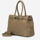 GRACIE Leather Top Handle Bag - Taupe