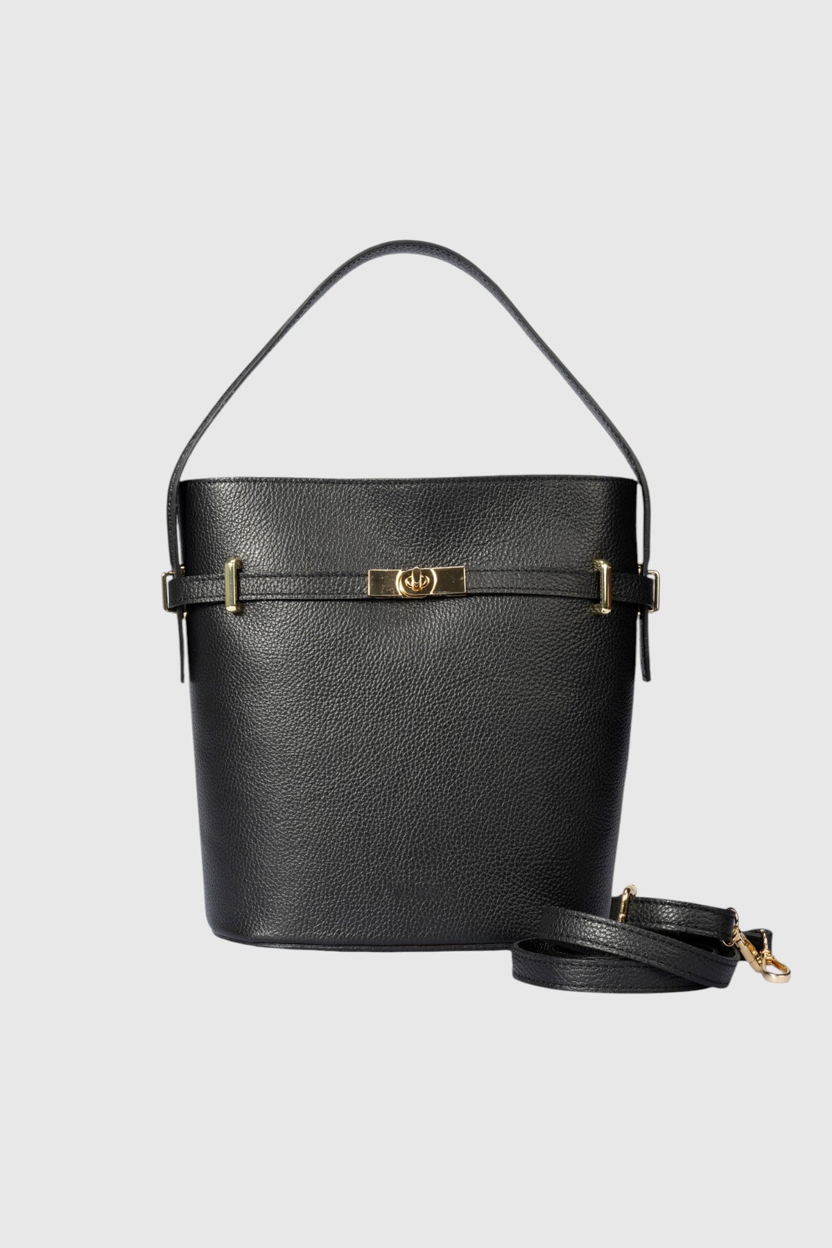 MYRTO Leather Top Handle Bag - Black