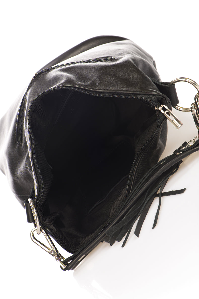 Leather Top Handle Bag 1262 - Black