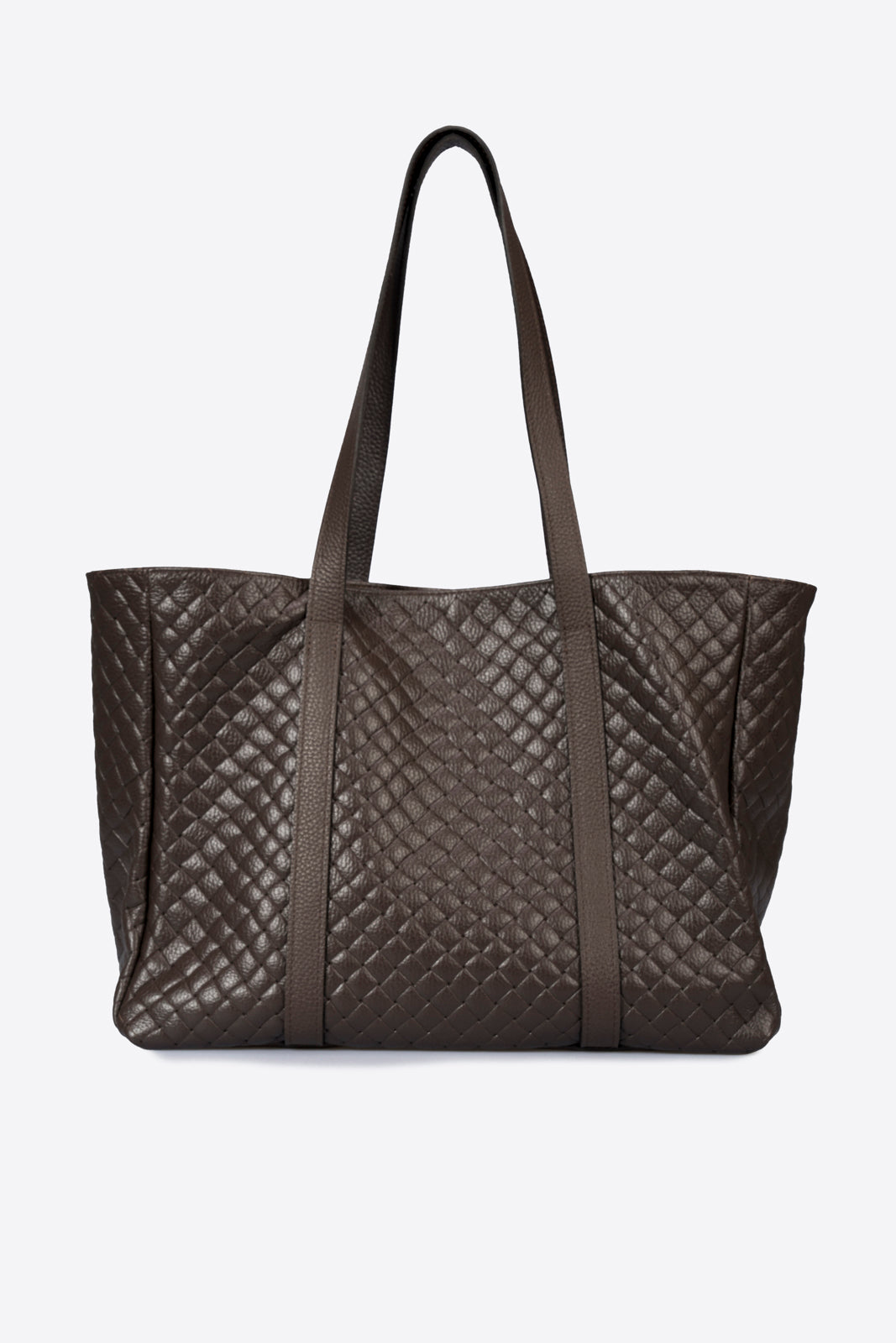CARMEN Leather Top Handle Bag - Dark Brown