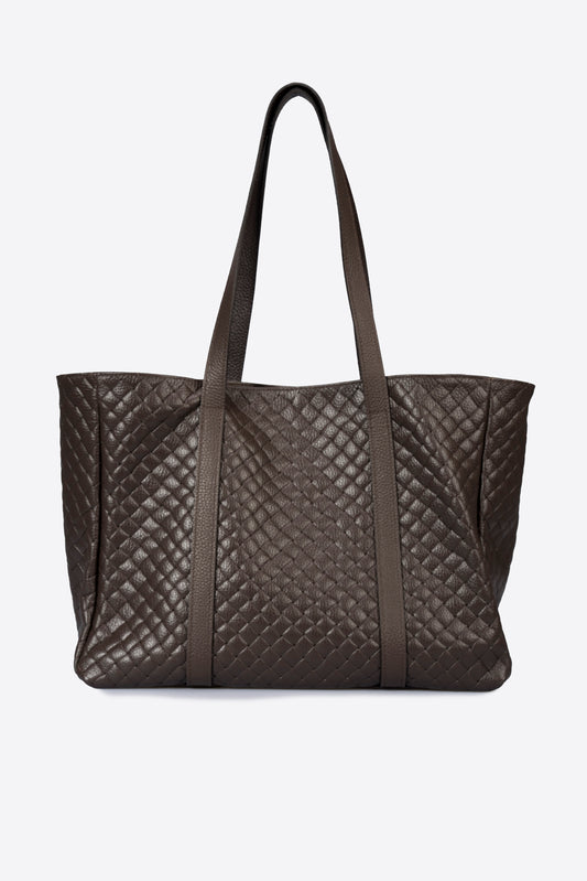 CARMEN Leather Top Handle Bag - Dark Brown