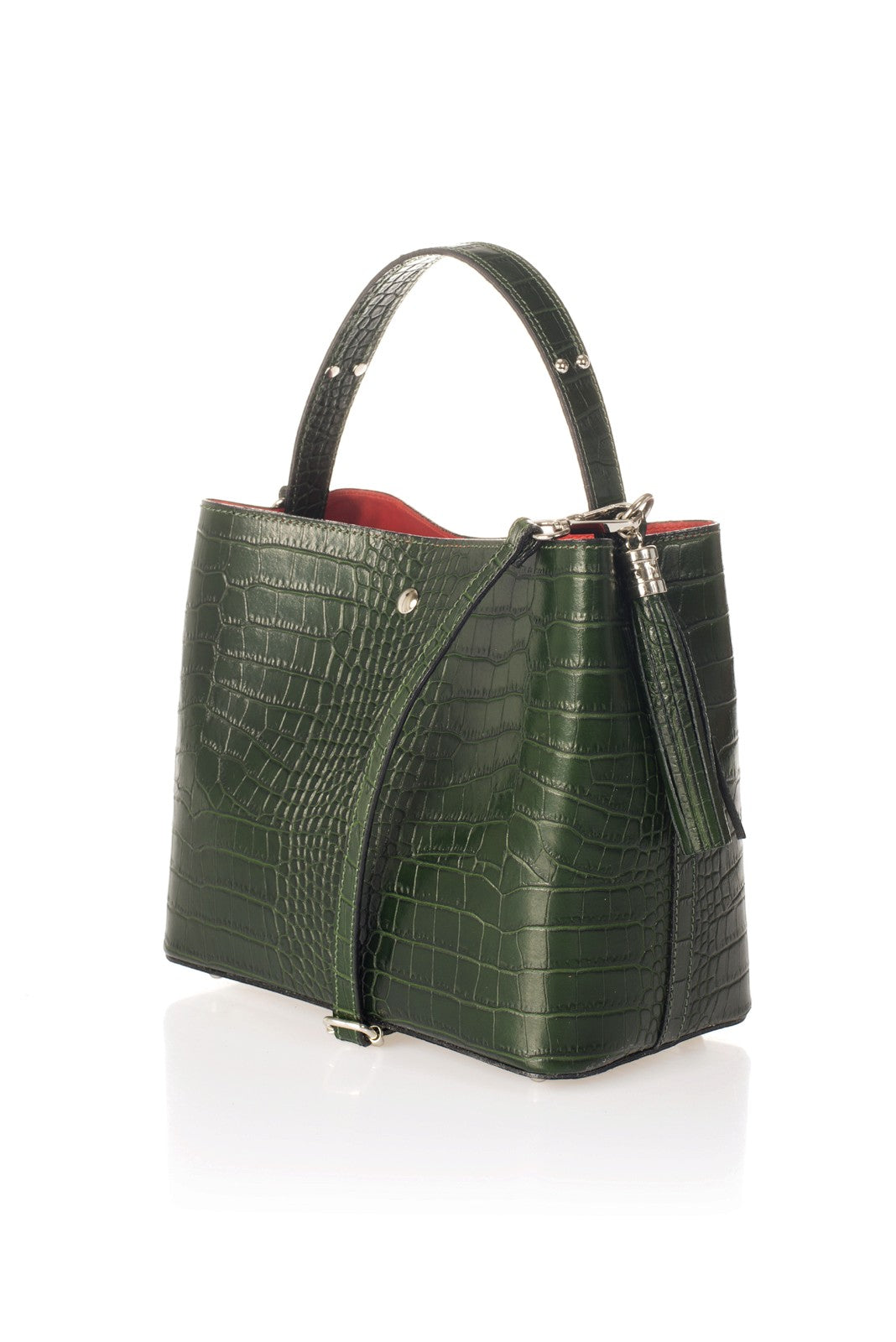 SCARLET Leather Top Handle Bag - Green
