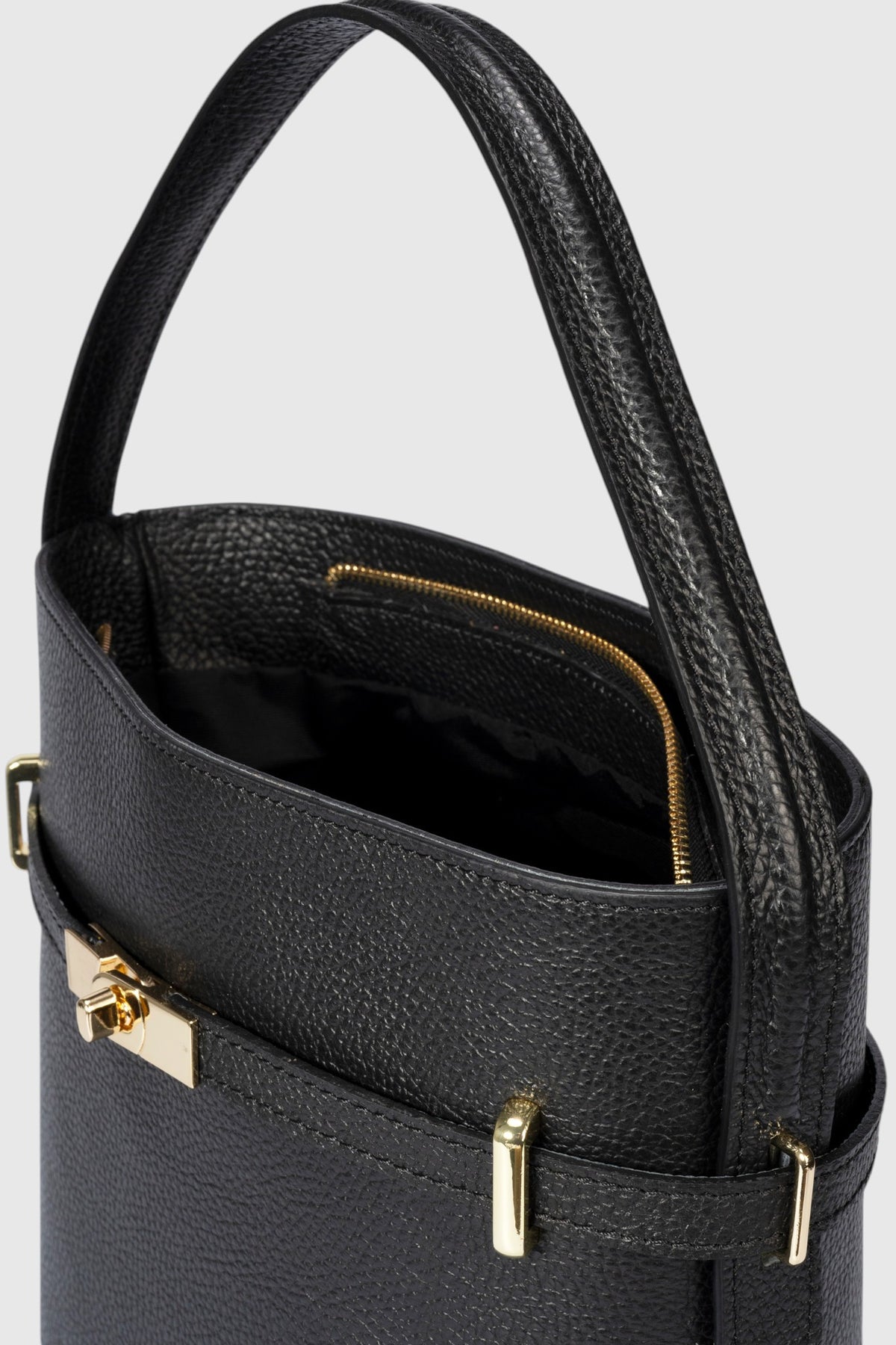 MYRTO Leather Top Handle Bag - Black