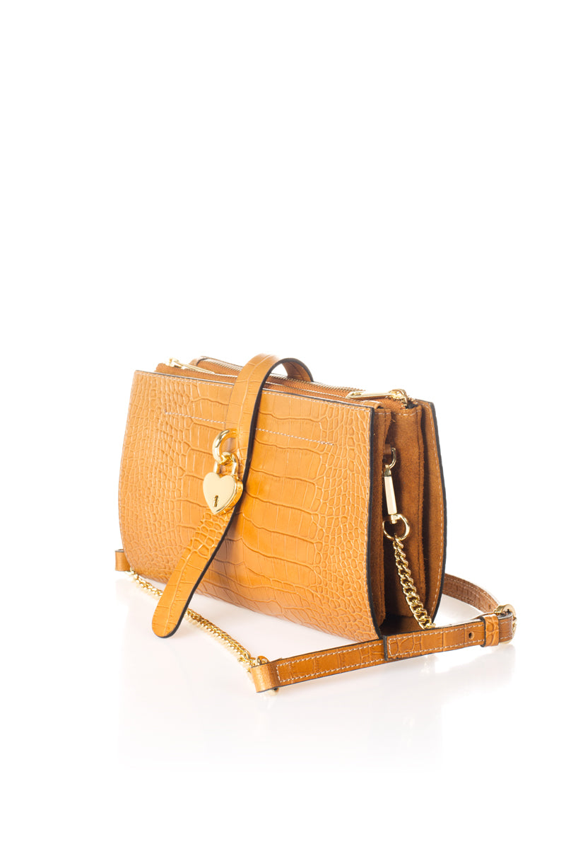 Leather Crossbody Bag 3674 - Camel