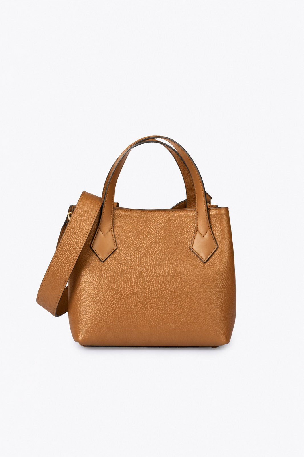 MINA Leather Top Handle Bag - Cognac
