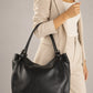 VINNIE Leather Shoulder Bag - Black