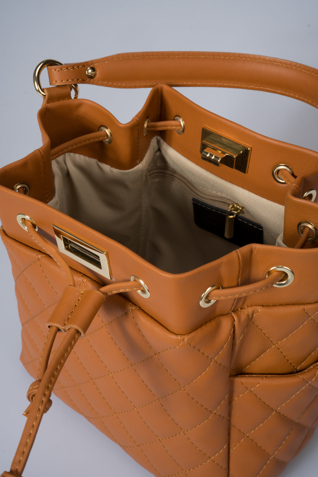 TILLY SMALL Leather Top Handle Bag - Cuoio