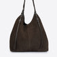CORALIE Leather Top Handle Bag - Dark Brown