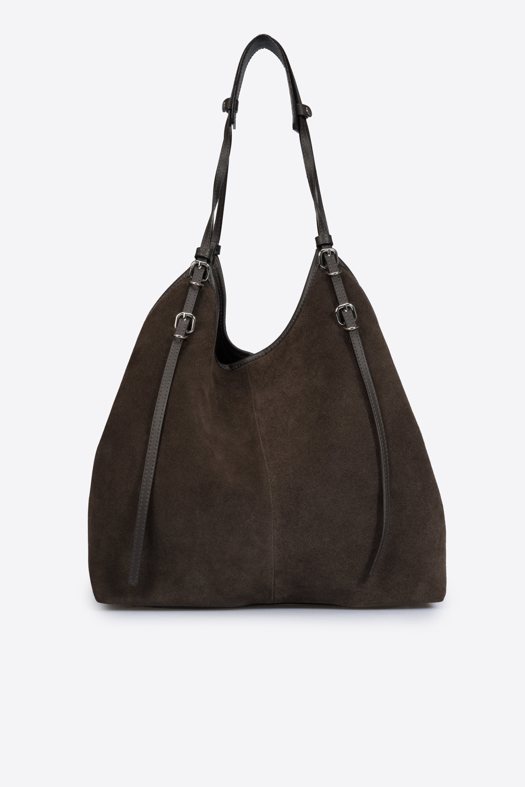 CORALIE Leather Top Handle Bag - Dark Brown