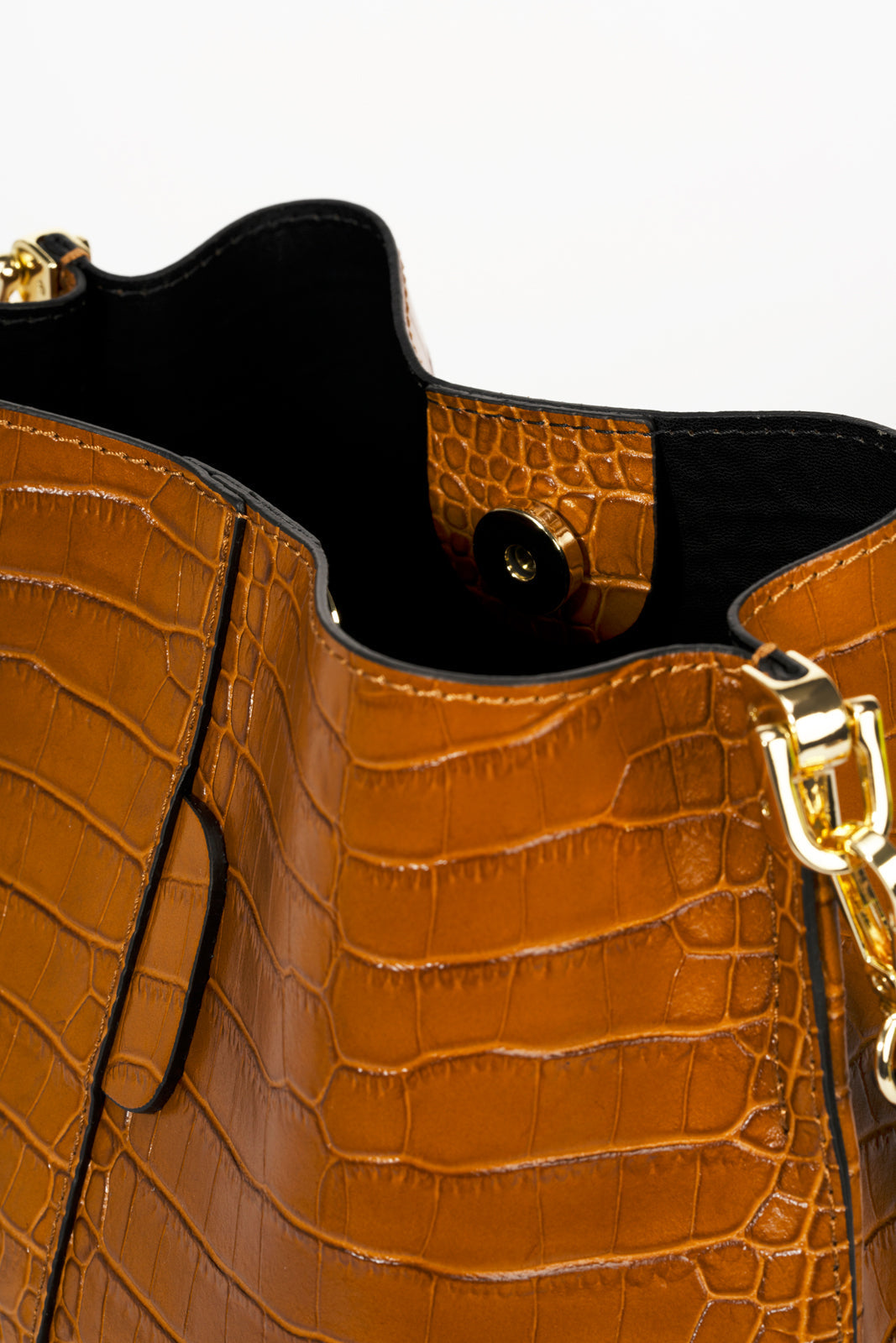 CAPRICE Leather Shoulder Bag - Cognac