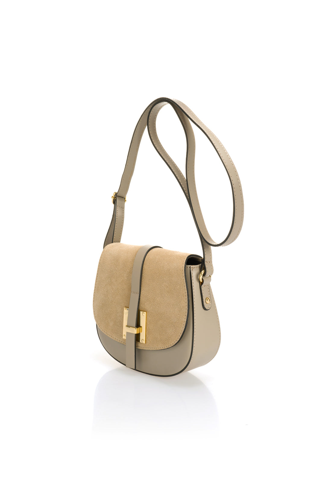 Leather Crossbody Bag 5391 - Taupe