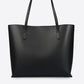 VALERIA Leather Top Handle Bag - Black