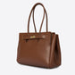 GRACIE Leather Top Handle Bag - Brown