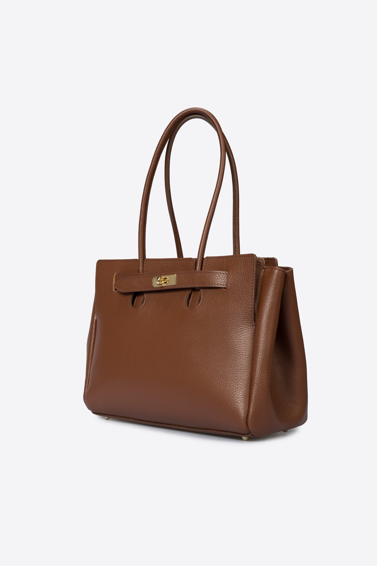 GRACIE Leather Top Handle Bag - Brown