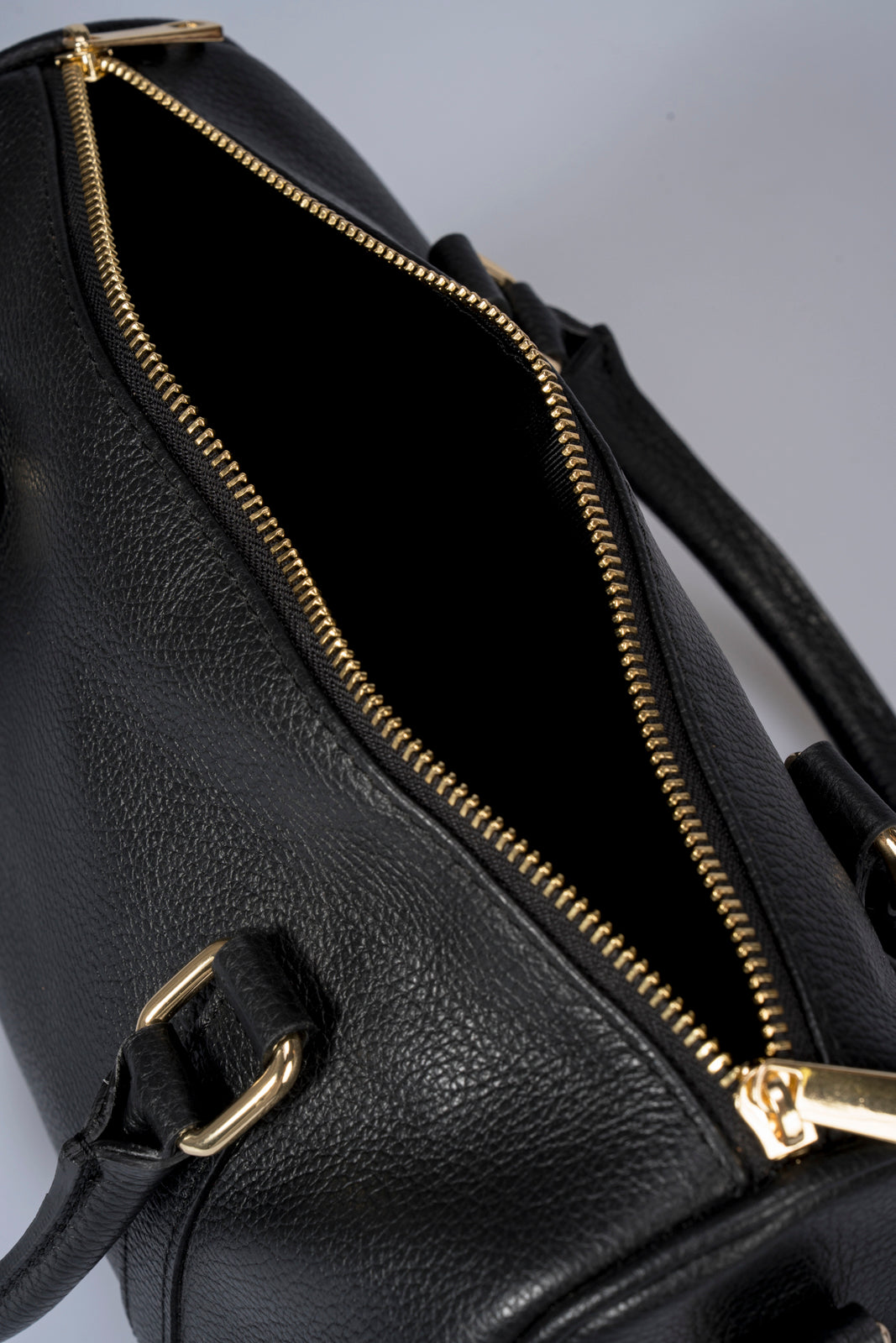 MIRIAM Leather Top Handle Bag - Black