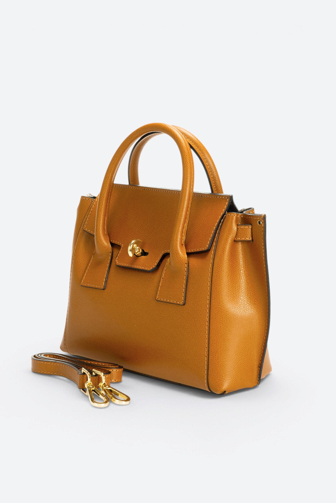 RUTH Leather Top Handle Bag - Cognac