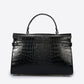 LEA Leather Top Handle Bag - Black