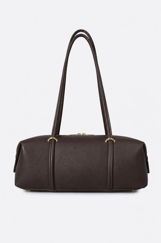 LIORA Leather Shoulder Bag - Dark Brown