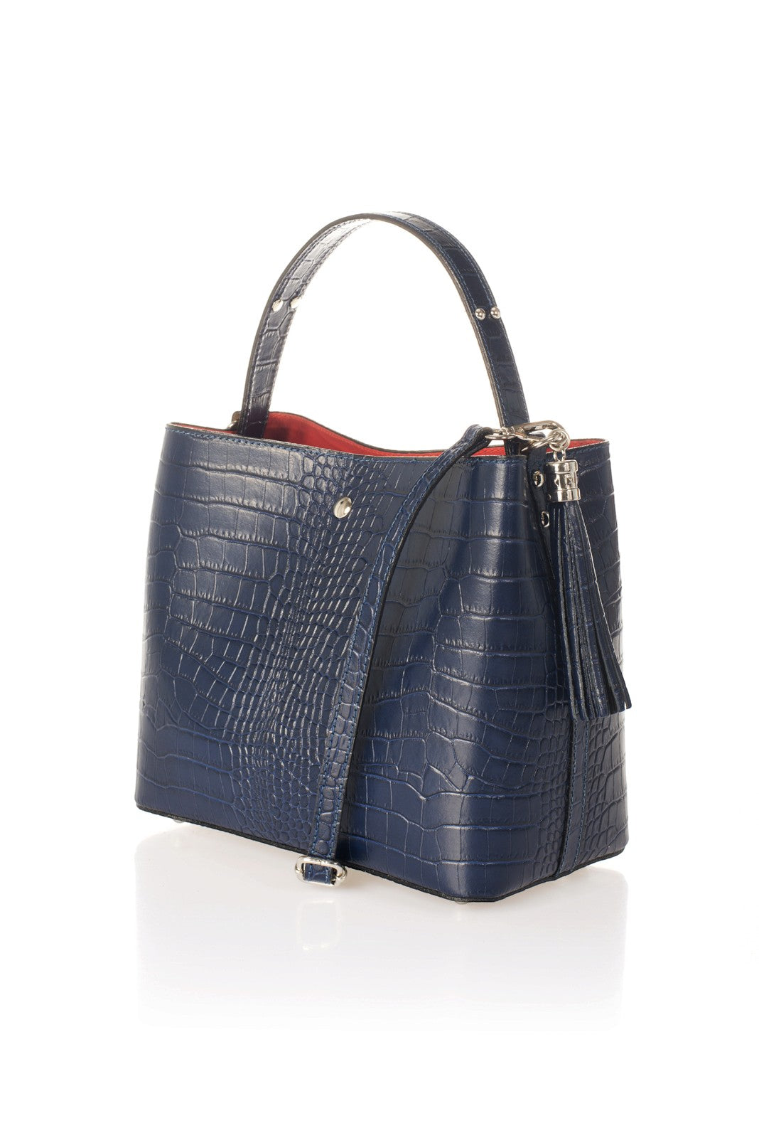SCARLET Leather Top Handle Bag - Blue