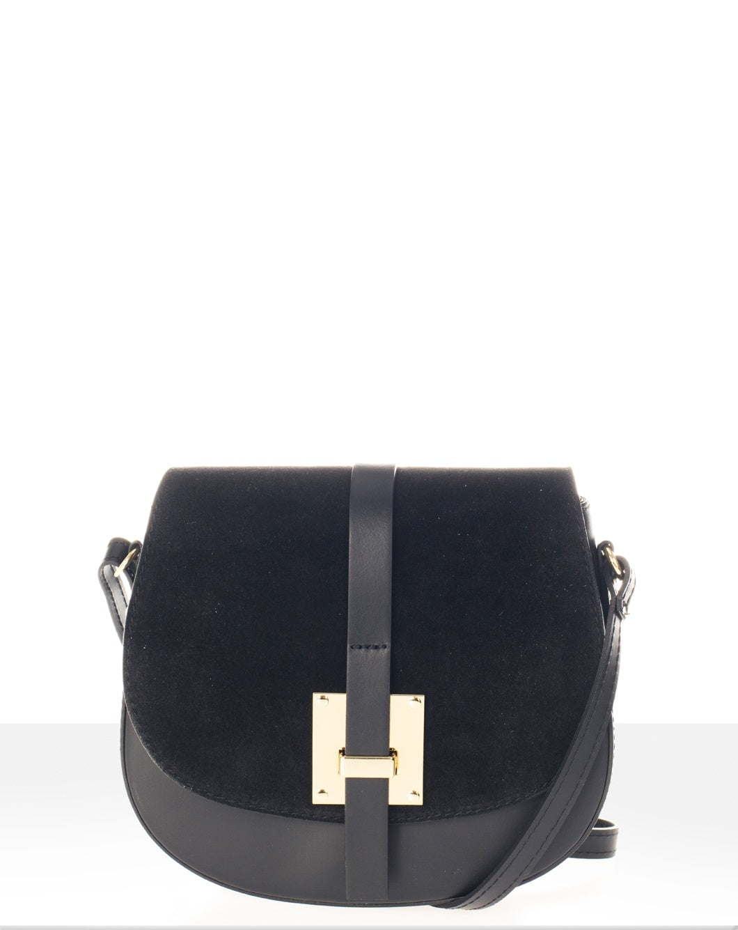 Leather Crossbody Bag 5391 - Black