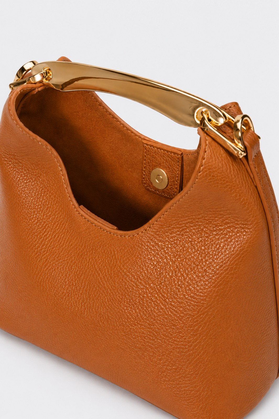 AGNES Leather Top Handle Bag - Cognac