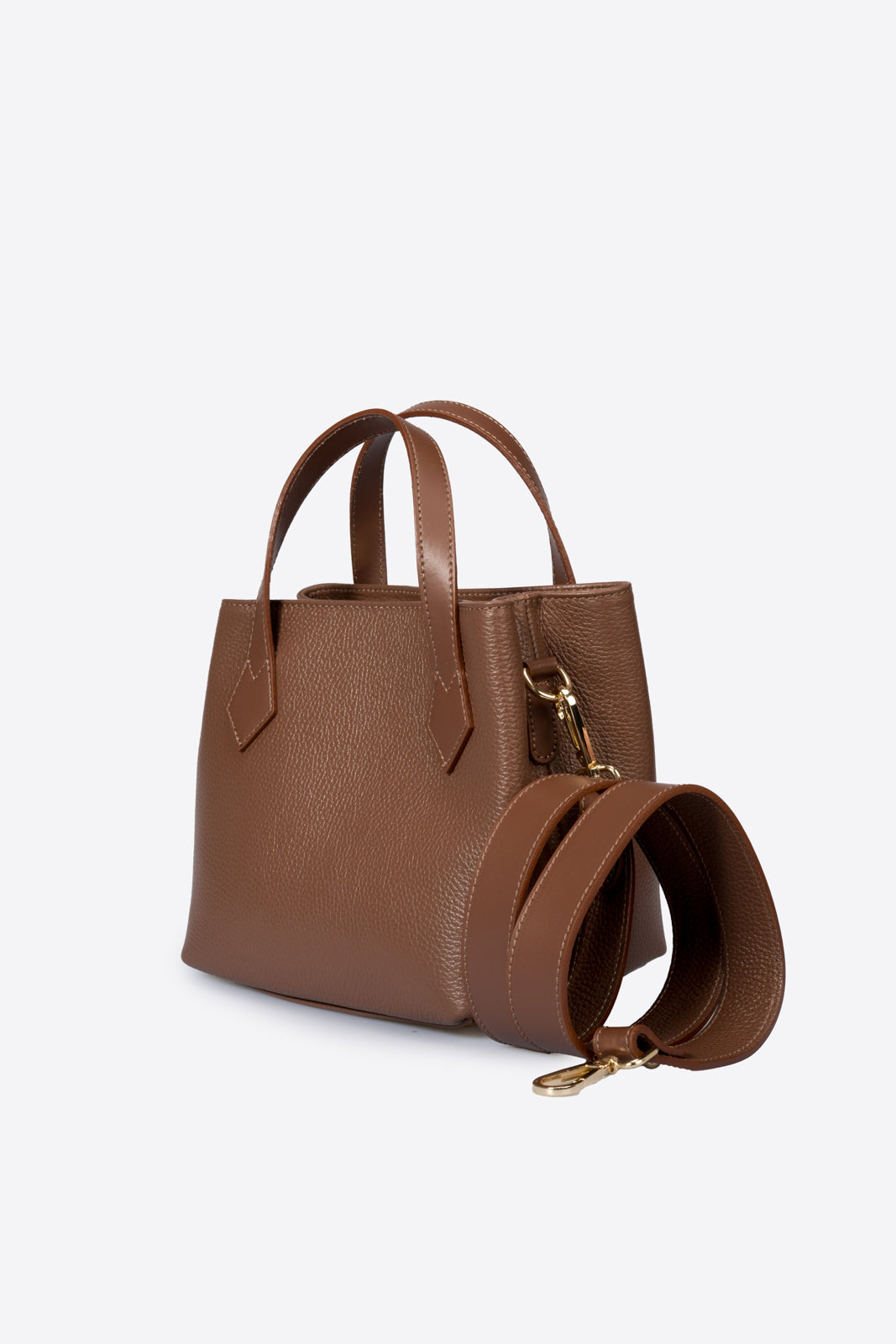MINA Leather Top Handle Bag - Brown