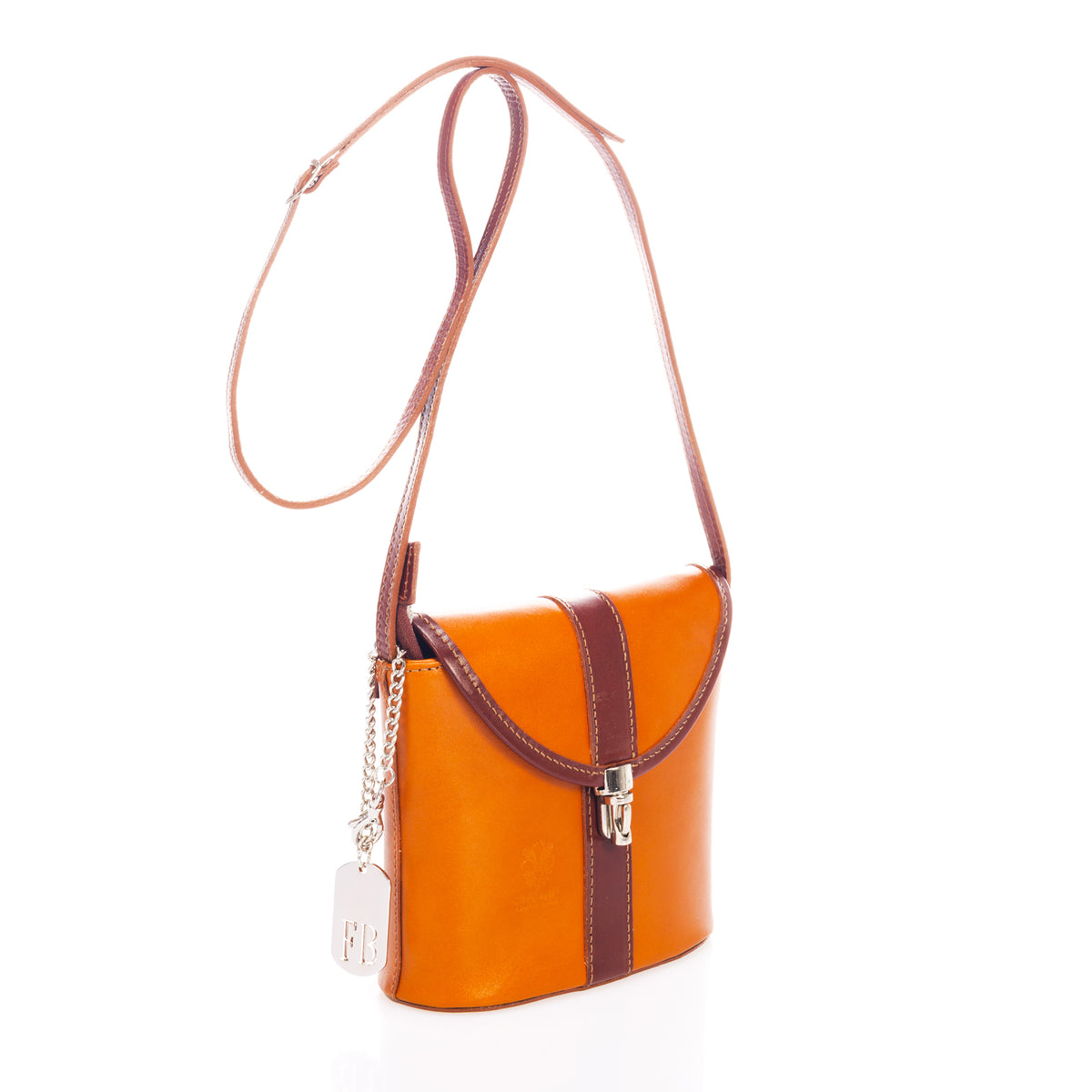 Leather Top Handle Bag 8015 - Cognac
