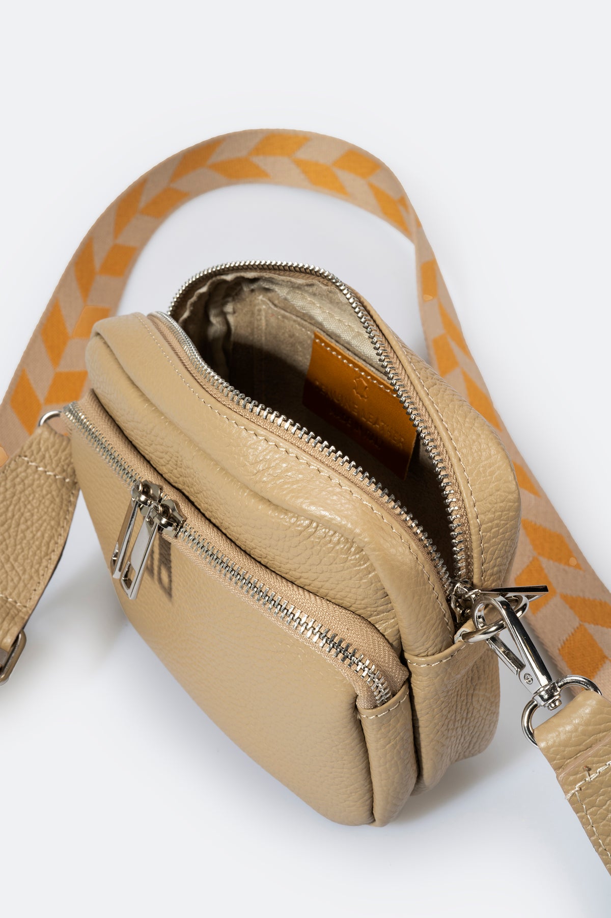 SOPHIA Leather Crossbody Bag - Biscotto