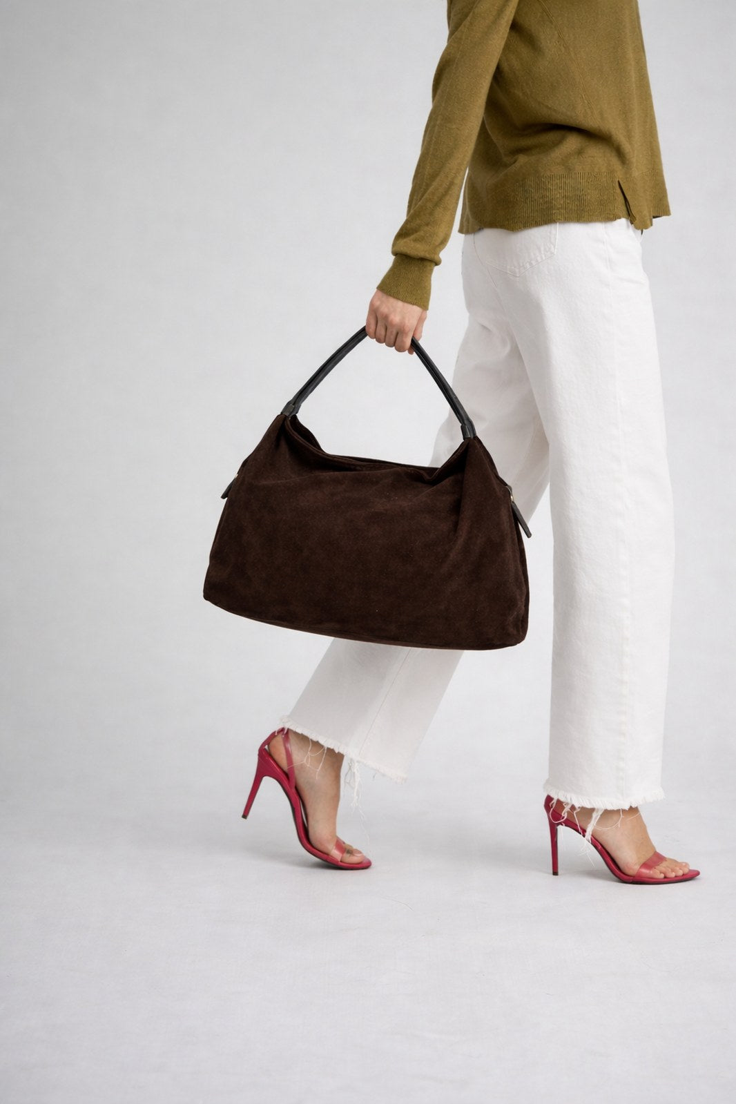 NOEMIE Leather Top Handle Bag - Brown