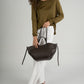 ODETTE Leather Top Handle Bag - Dark Brown