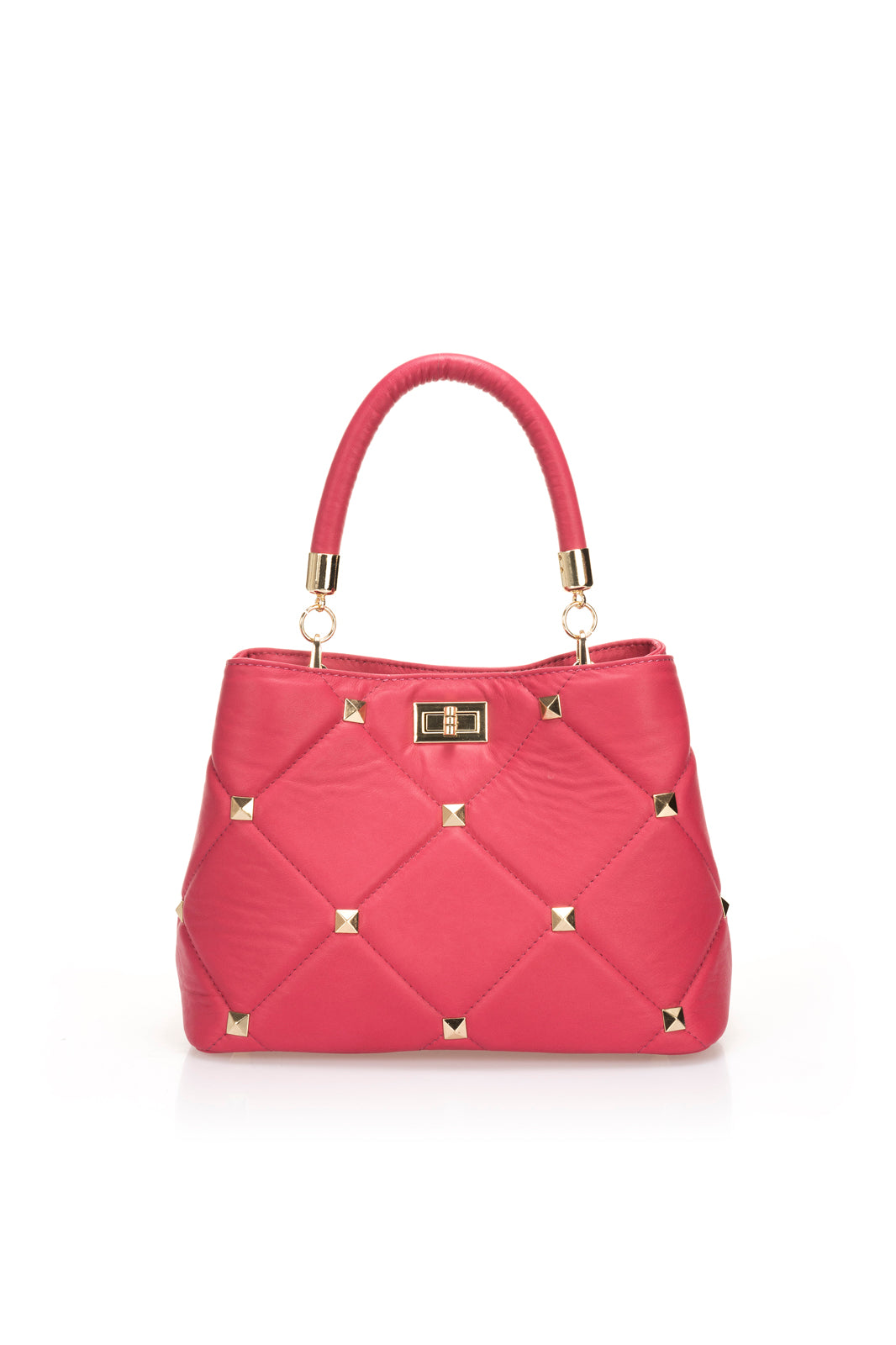 CAROLA Leather Top Handle Bag - Fuxia