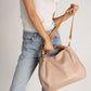 AZALEA Leather Top Handle Bag - Cipria+Cuoio