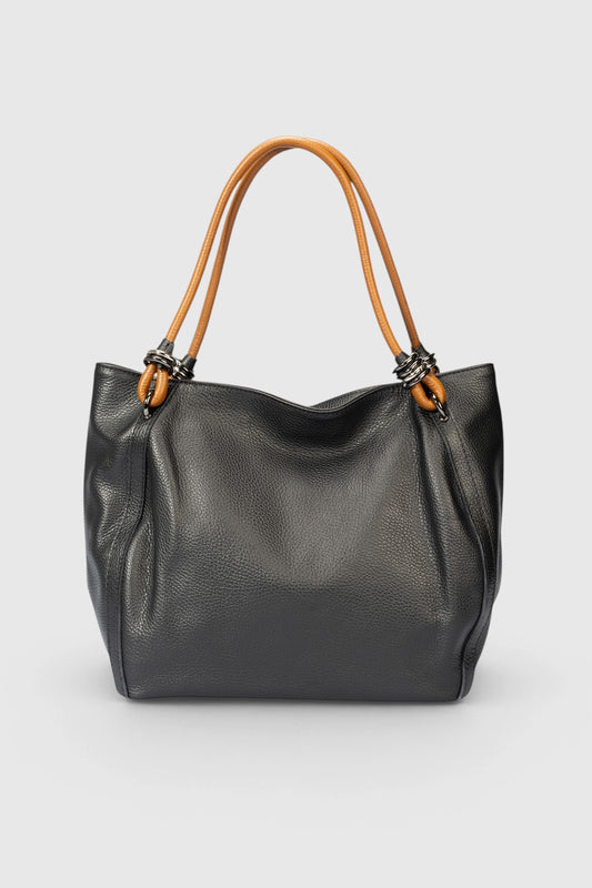 VINNIE Leather Shoulder Bag - Nero