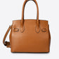 GRETA Leather Top Handle Bag - Cognac