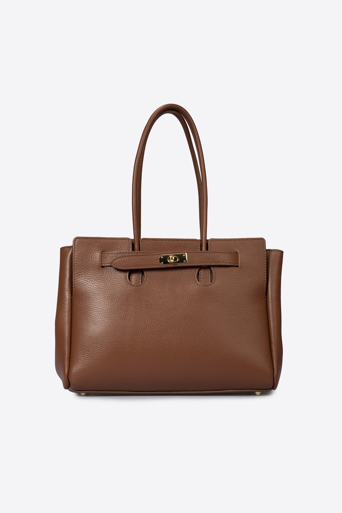 GRACIE Leather Top Handle Bag - Brown