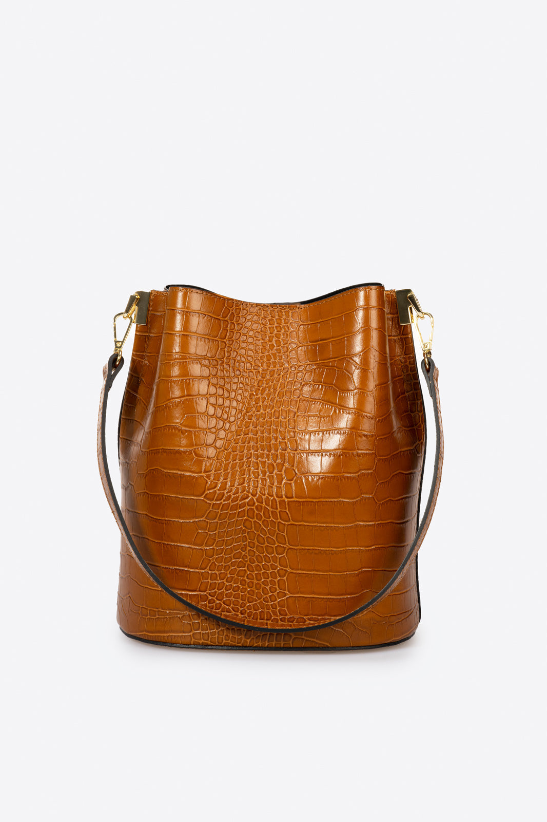 CAPRICE Leather Shoulder Bag - Cognac