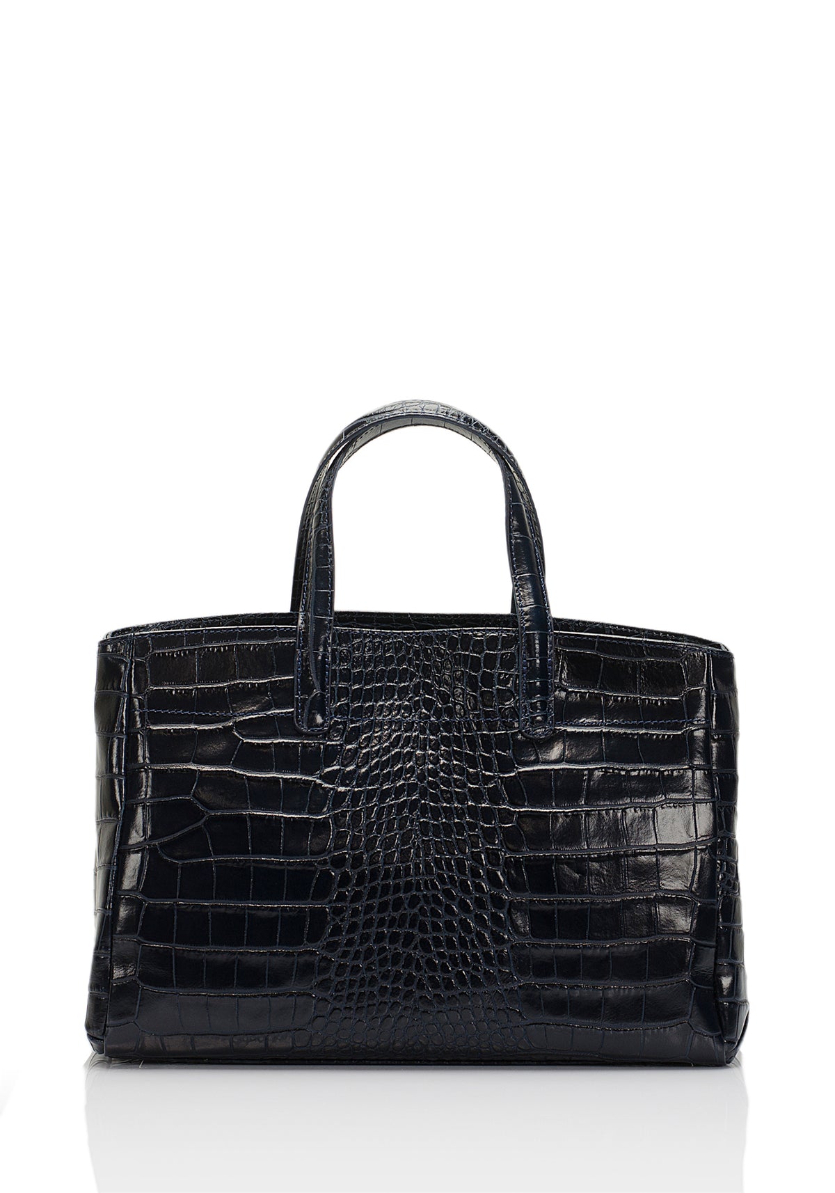 Leather Top Handle Bag 9909 - Blue