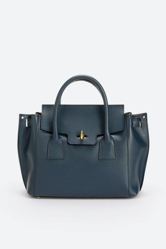 RUTH Leather Top Handle Bag - Blue