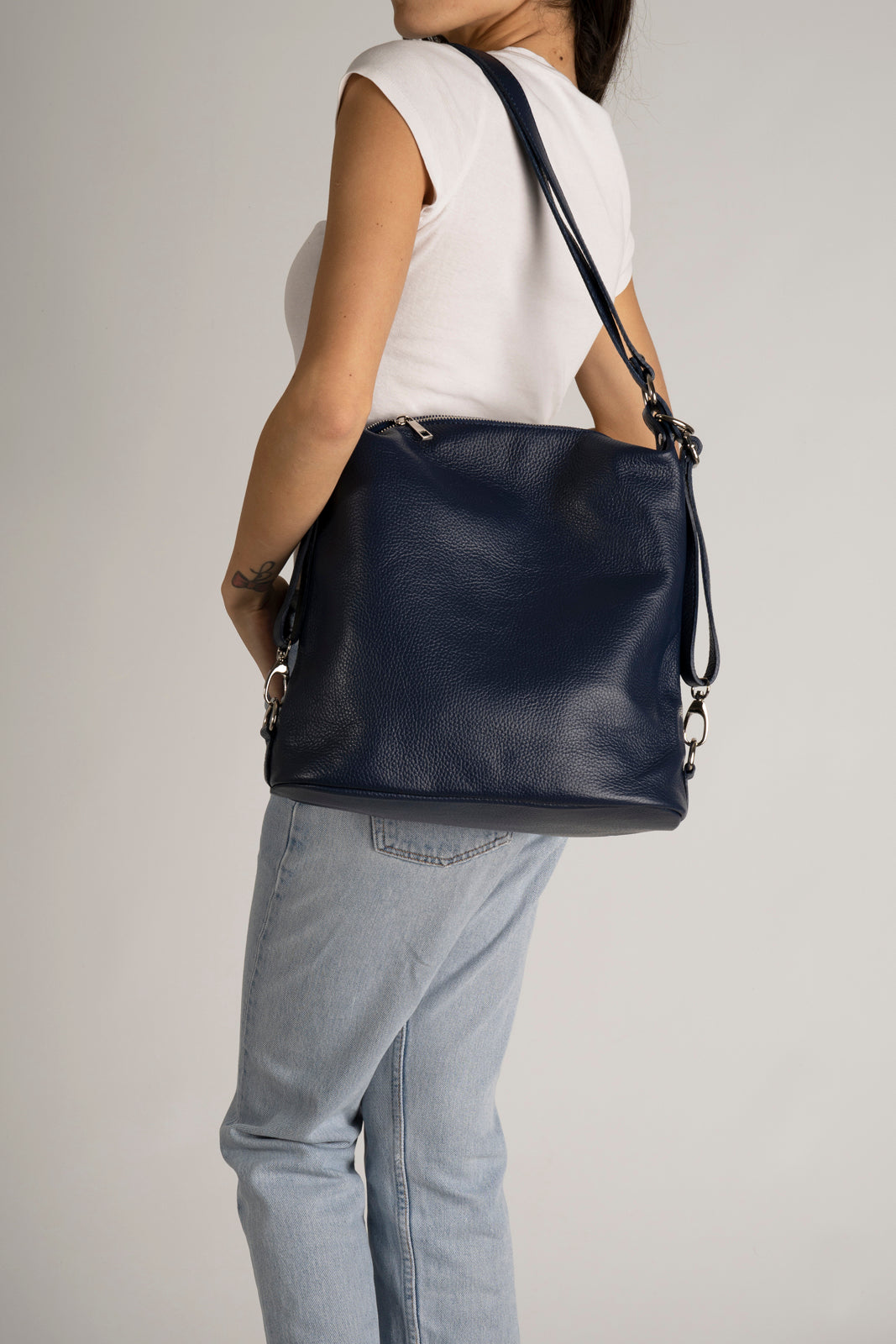 CORDELIA Leather Backpack - Blue