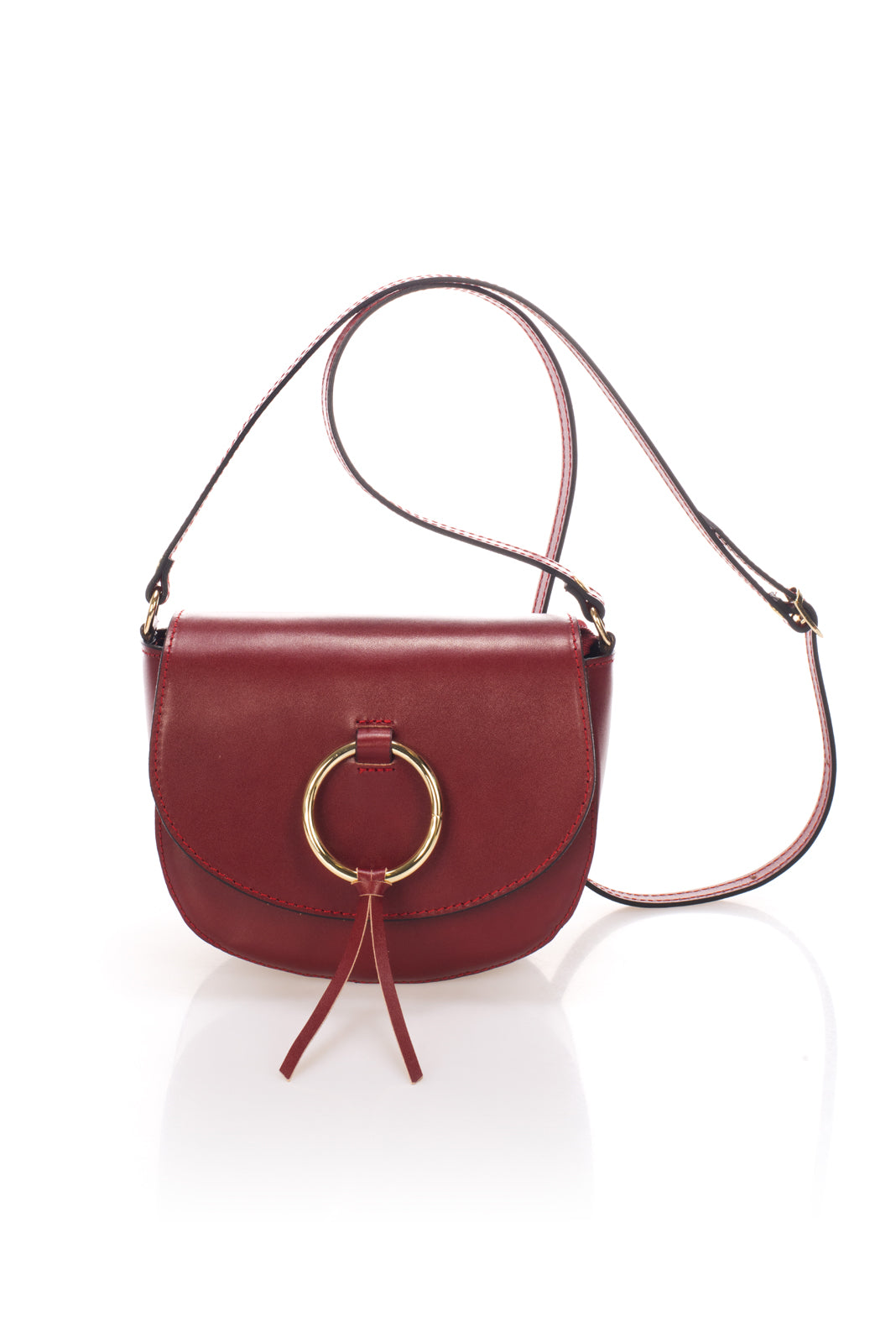 Leather Shoulder Bag 8058 - Red