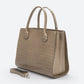 CASSANDRA Leather Top Handle Bag - Taupe