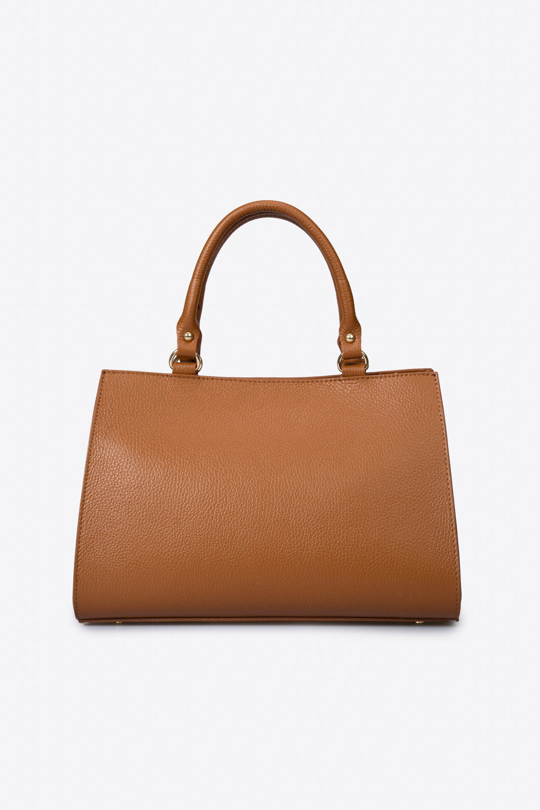 LIDIA Leather Top Handle Bag - Cognac